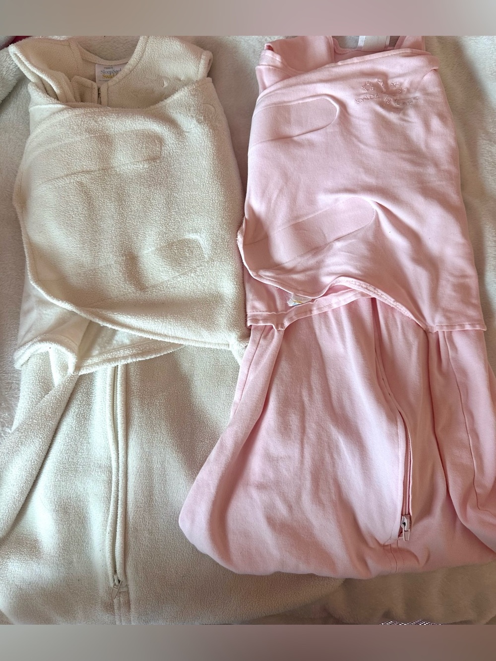 2 HALO SleepSack Swaddle Small 3-6M Pink Cotton & Cream Microfleece